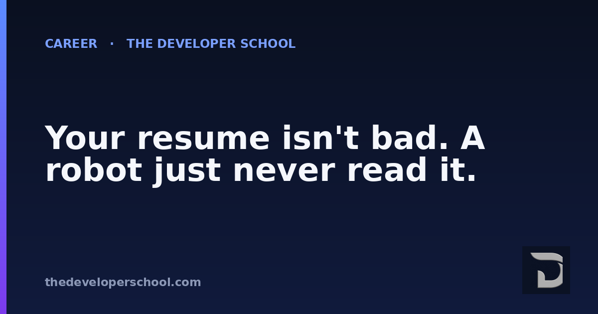 Your resume isn't bad. A robot just never read it.